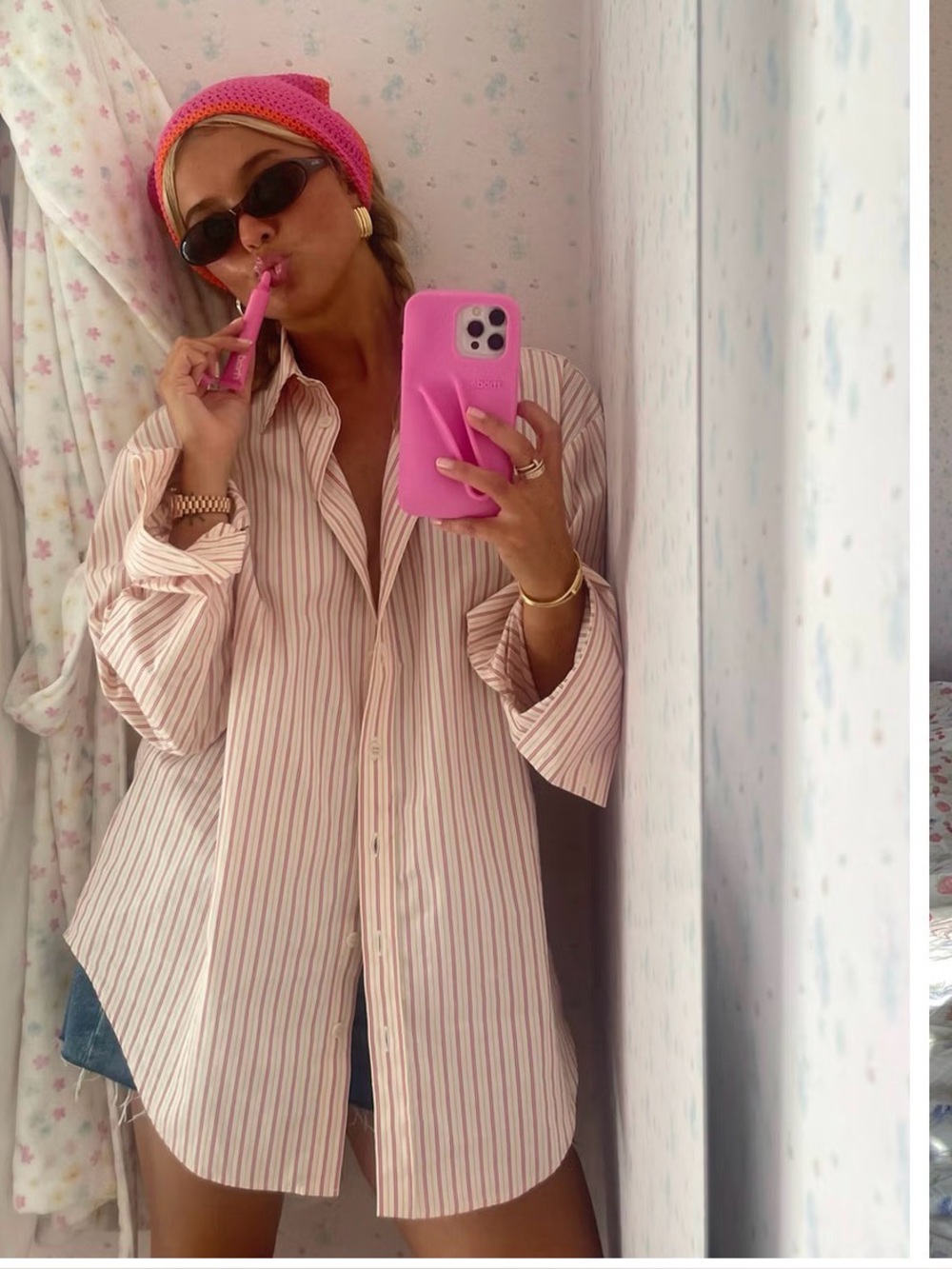 Djerf pink stripe poplin shirt